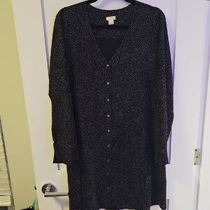 J. Crew Black Buttoned Dolman Sleeve Dress Size M